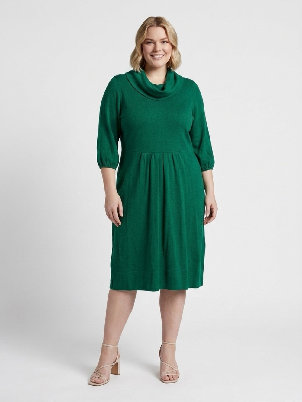 Green Cowl Neck Women’s Sweater Dress